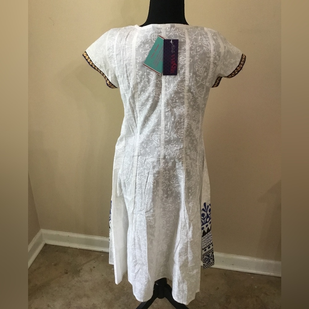 Trishaa Women’s Blue White Gold Embroidered Indian Ethnic Dress Size S NWT - Picture 2 of 10